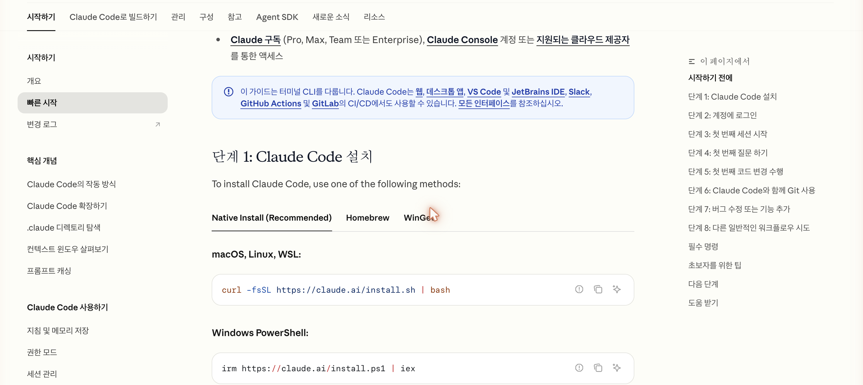 Claude Code 빠른 시작 설치