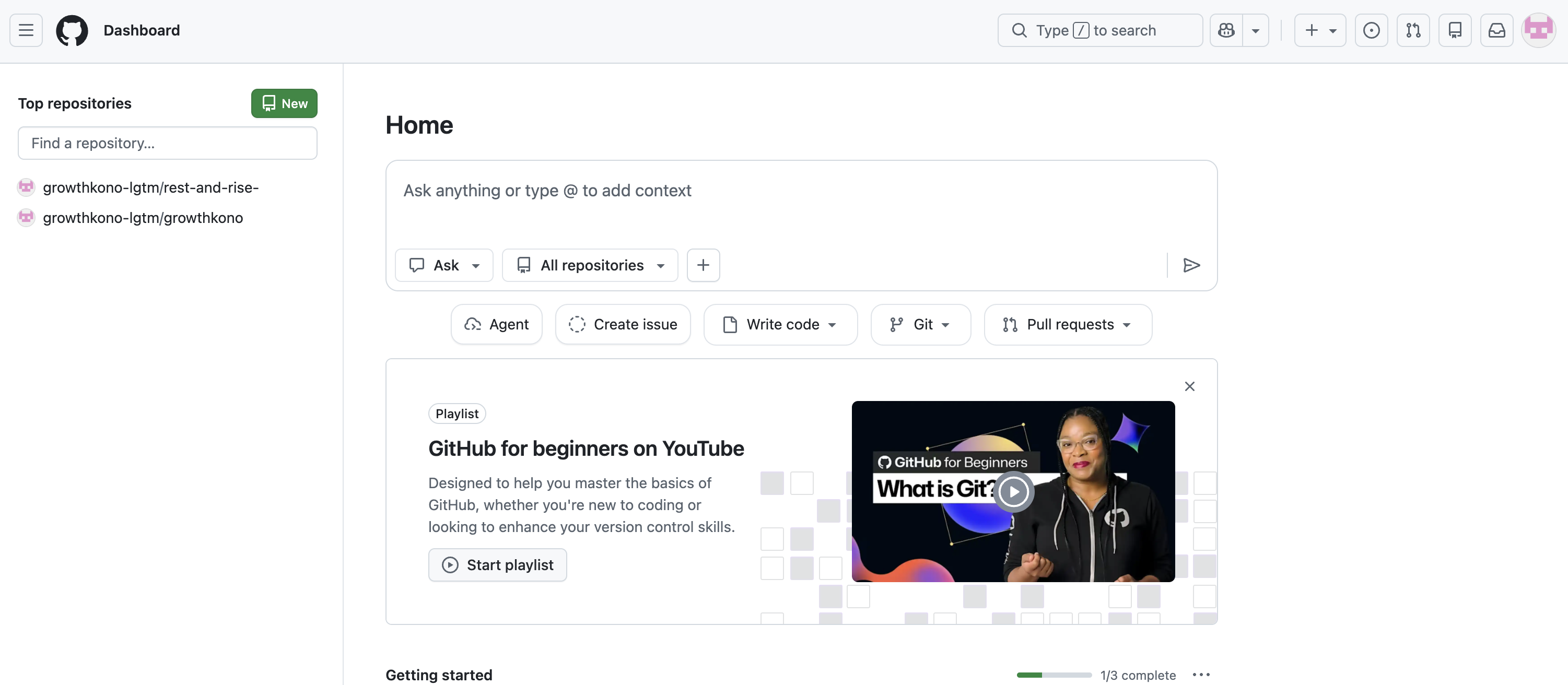 GitHub 첫 대시보드